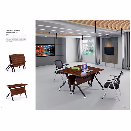 Standing Folding Movable Stackable Sliding Meeting Room Computer Study Office Table Training Desk