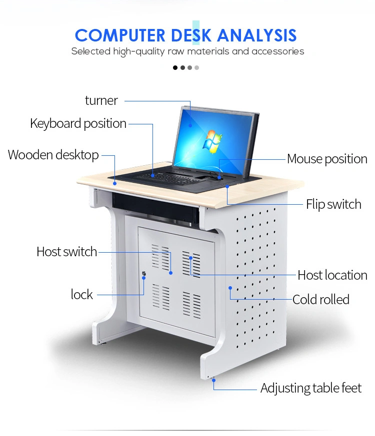 Electric Flipping Computer Desk Retractable Desktop Office Conference Modern Computer Training Desk