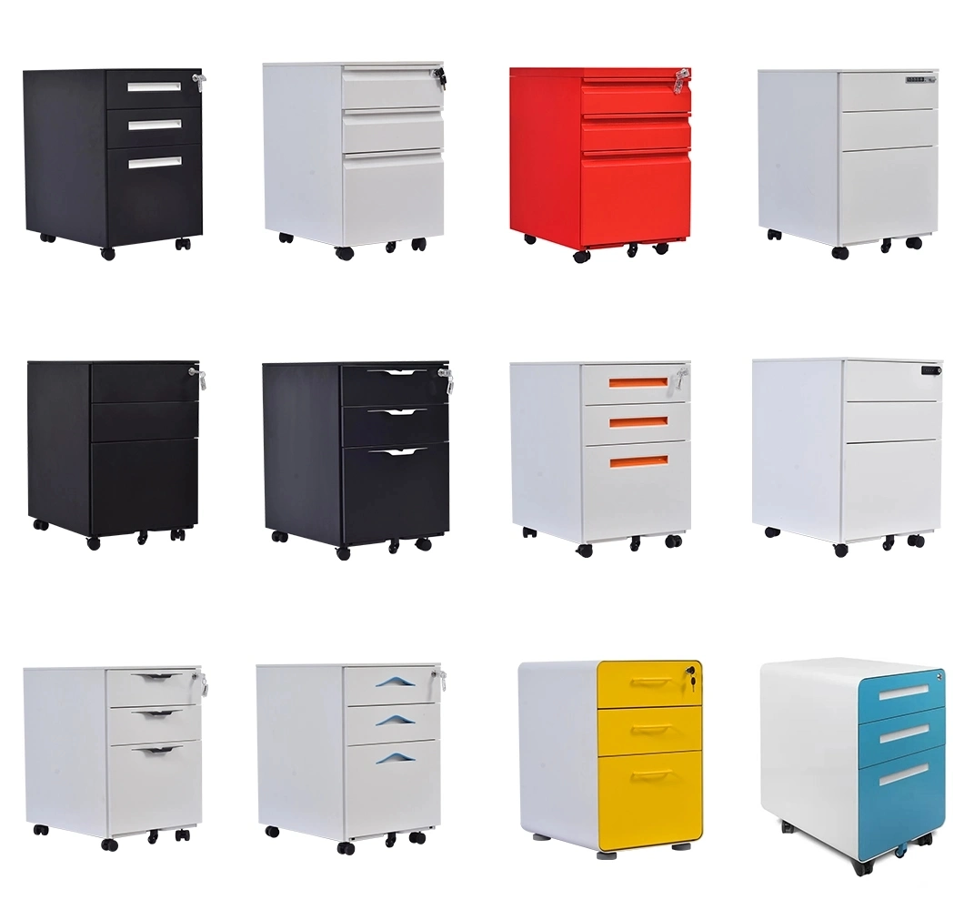 Mobile Pedestal Office Furniture Equipment 3 Drawers Mobile Pedestal for A4 Steel Metal Cabinet Mobile Pedestal Cabinet Moving Storage